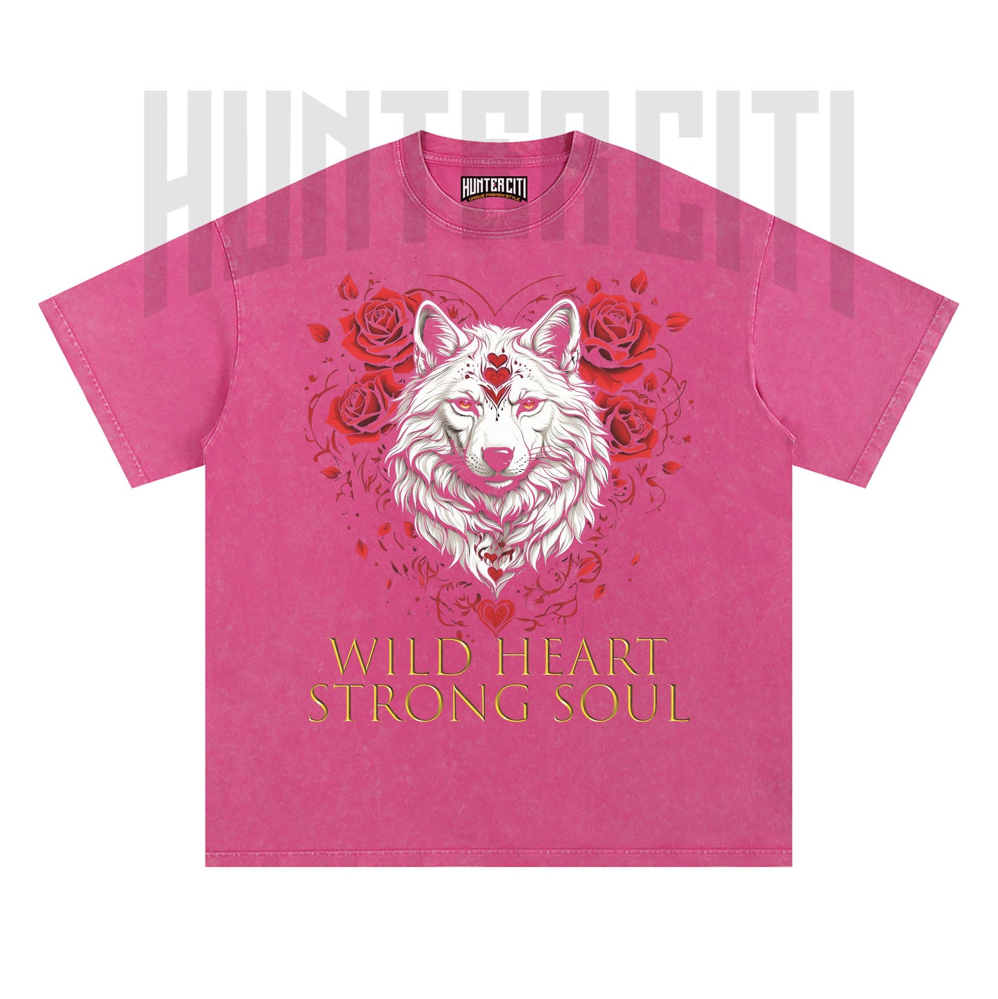 Wild Heart Strong Soul Wolf T-Shirt, Floral Wolf Graphic Tee, Vintage 90s Style Oversize Unisex T-Shirt, Gift for Animal Lovers
