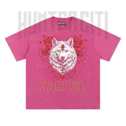 Wild Heart Strong Soul Wolf T-Shirt, Floral Wolf Graphic Tee, Vintage 90s Style Oversize Unisex T-Shirt, Gift for Animal Lovers