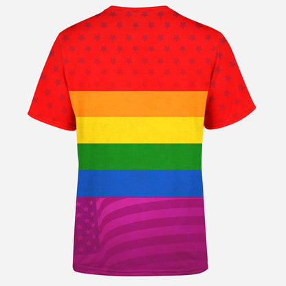 American Pride Rainbow Flag Tie Dye Mens T-Shirt