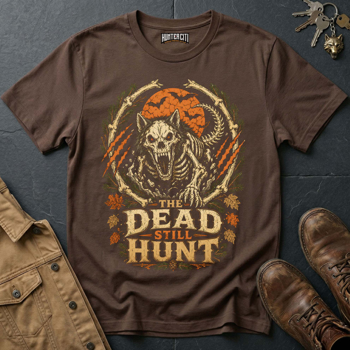 The Dead Still Hunt - Undead Wolf Vintage Wolf Halloween T Shirt