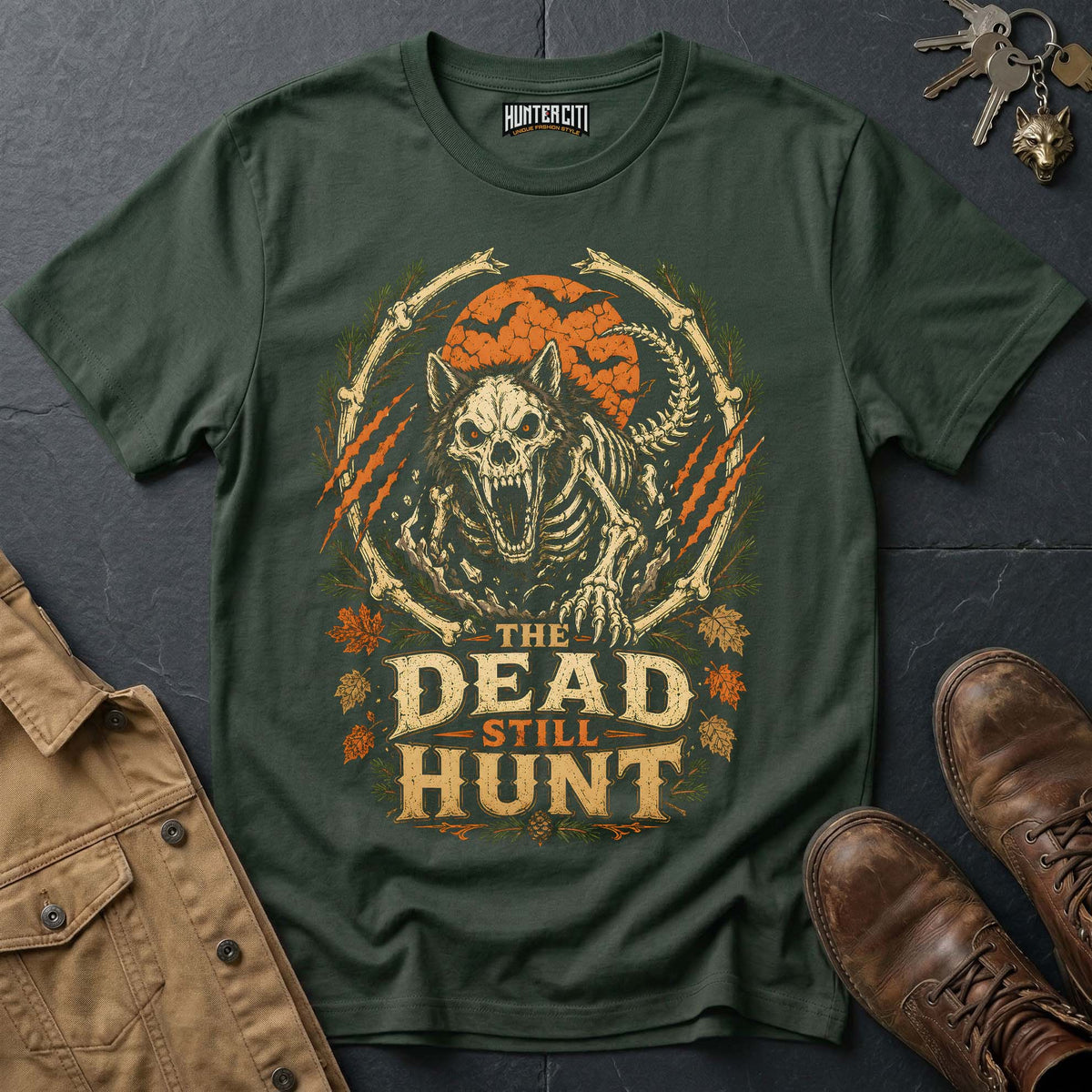 The Dead Still Hunt - Undead Wolf Vintage Wolf Halloween T Shirt