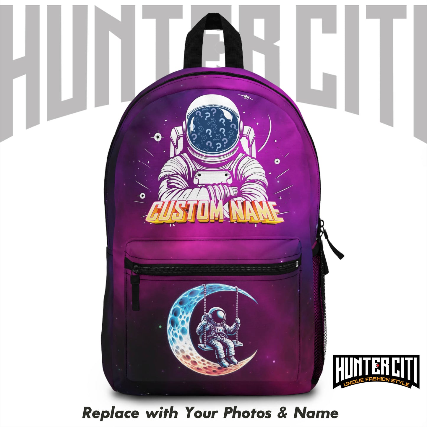 Personalised childs backpack – Custom Name & Photo | Astronaut, Unicorn, Dinosaur, Tie Dye Designs