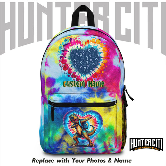 Personalised childs backpack – Custom Name & Photo | Astronaut, Unicorn, Dinosaur, Tie Dye Designs