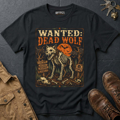 Wanted Dead Wolf - Wild West Skeleton Wolf Vintage Wolf Halloween T Shirt