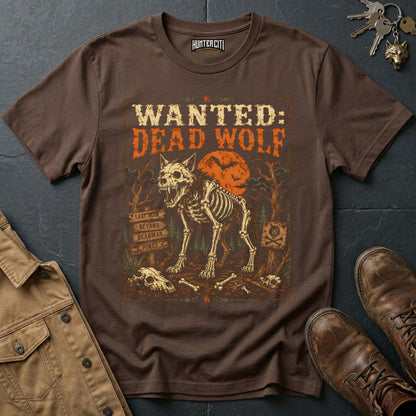Wanted Dead Wolf - Wild West Skeleton Wolf Vintage Wolf Halloween T Shirt