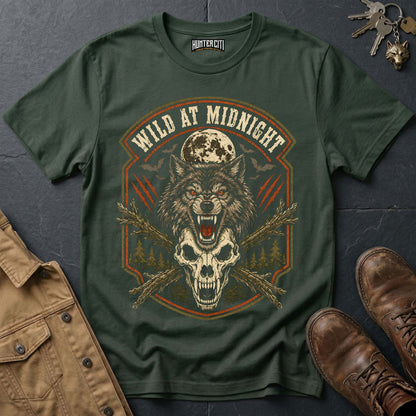 Wild at Midnight Vintage Wolf Halloween T Shirt