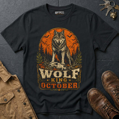 Wolf King of October Vintage Wolf Halloween T Shirt