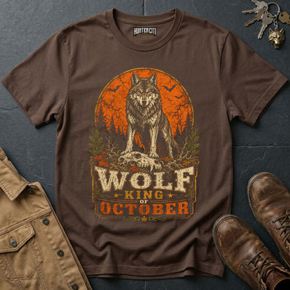 Wolf King of October Vintage Wolf Halloween T Shirt