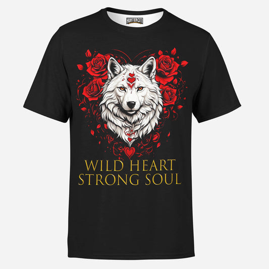 Wild Heart Strong Soul Wolf And Rose for Animal Lovers Mens T-Shirt