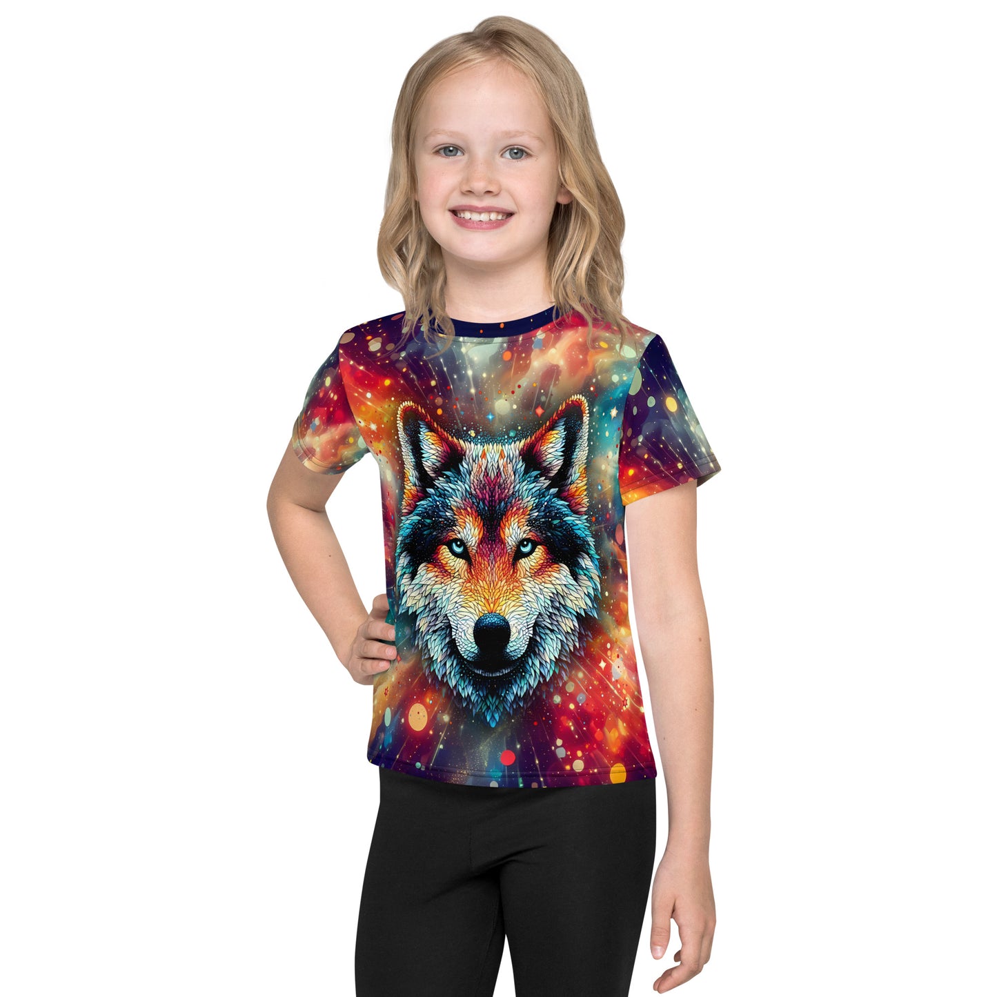 Wolf Mosaic Galaxy Vintage Kids T-shirt