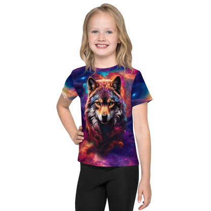 King Wolf Nebulosa Galaxy Kids T-Shirt