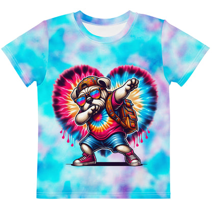 Colorful Dabbing Bulldog Tie-Dye Kids T-Shirt