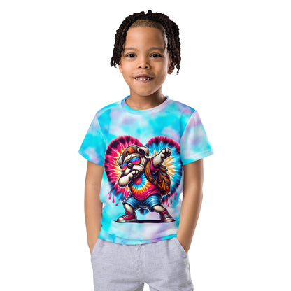 Colorful Dabbing Bulldog Tie-Dye Kids T-Shirt