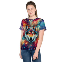 Load image into Gallery viewer, Wolf In Galaxy Vintage Youth crew neck t-shirt
