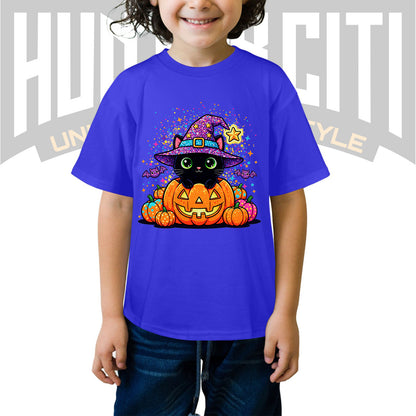 Cute Black Cat Halloween Shirt for Kids – Glitter Halloween T Shirt - Halloween Cat Shirt