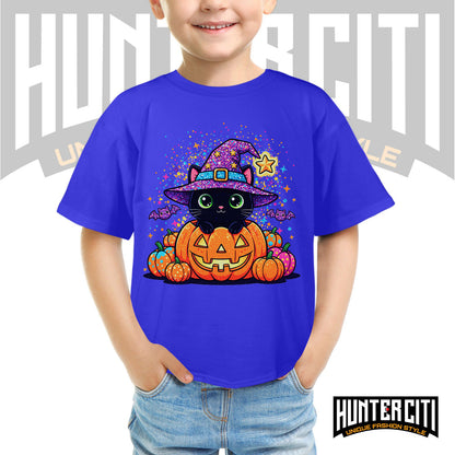 Cute Black Cat Halloween Shirt for Kids – Glitter Halloween T Shirt - Halloween Cat Shirt