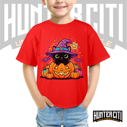 Cute Black Cat Halloween Shirt for Kids – Glitter Halloween T Shirt - Halloween Cat Shirt
