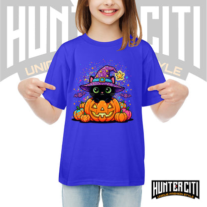 Cute Black Cat Halloween Shirt for Kids – Glitter Halloween T Shirt - Halloween Cat Shirt