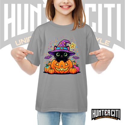 Cute Black Cat Halloween Shirt for Kids – Glitter Halloween T Shirt - Halloween Cat Shirt