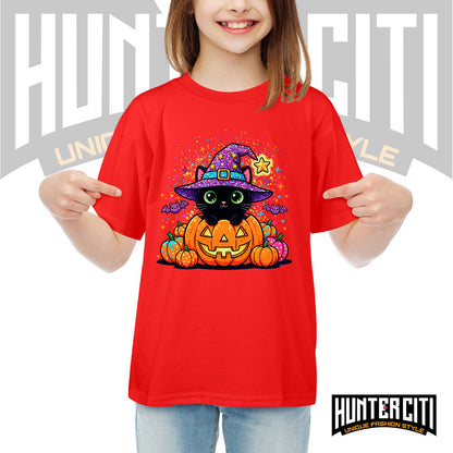 Cute Black Cat Halloween Shirt for Kids – Glitter Halloween T Shirt - Halloween Cat Shirt