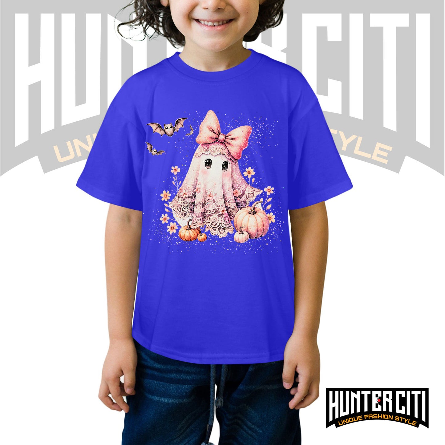 Cute Glitter Ghost & Pumpkin Halloween T Shirt - Glitter Halloween Shirt For Kids!