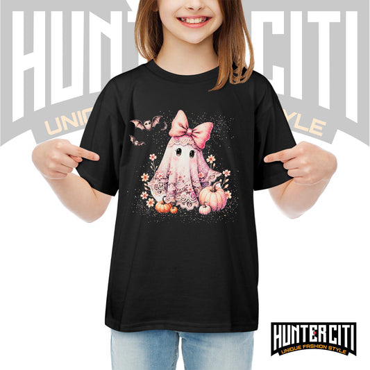 Cute Glitter Ghost & Pumpkin Halloween T Shirt - Glitter Halloween Shirt For Kids!