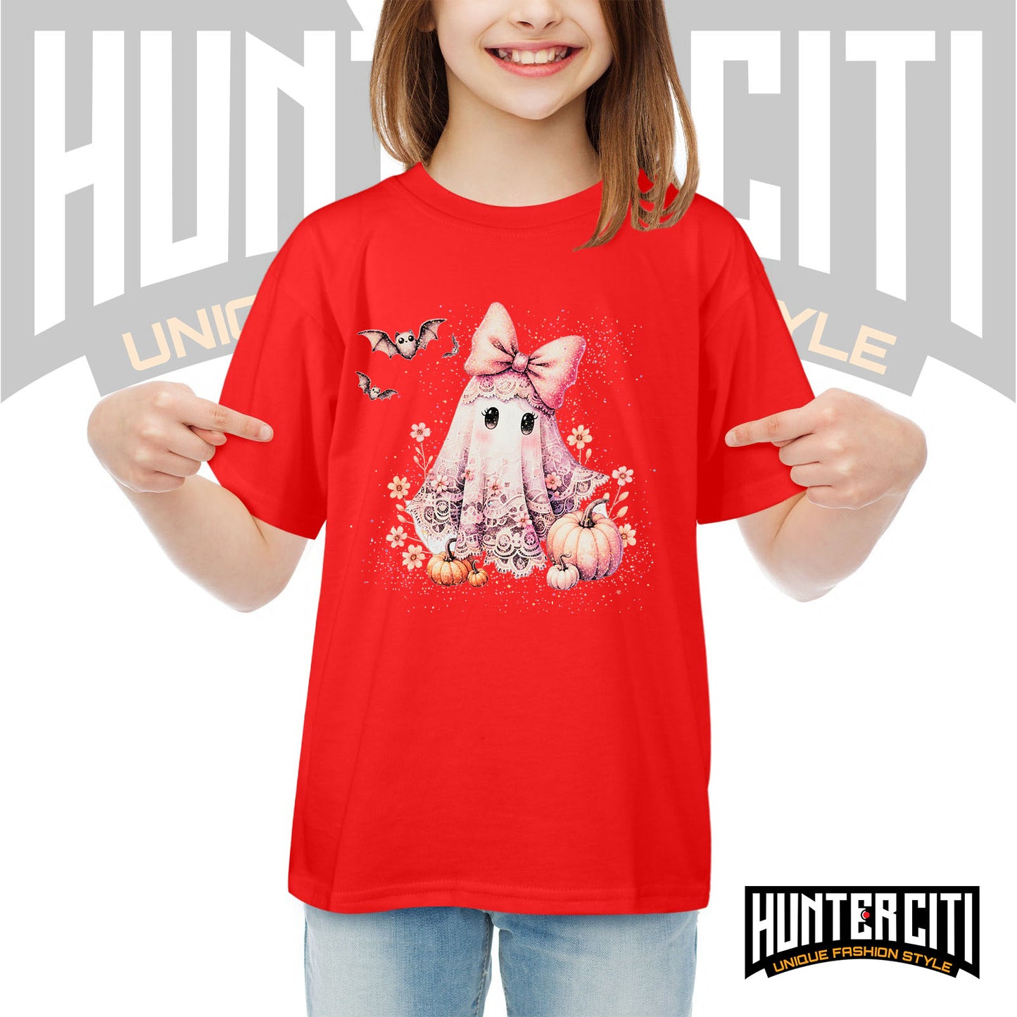 Cute Glitter Ghost & Pumpkin Halloween T Shirt - Glitter Halloween Shirt For Kids!