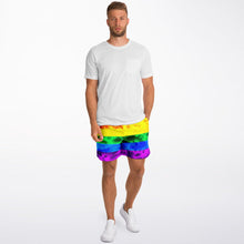 Load image into Gallery viewer, Rainbow Flag Tie Dye Athletic Shorts

