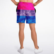 Load image into Gallery viewer, Bisexual Pride Flag Tie Dye Athletic Shorts
