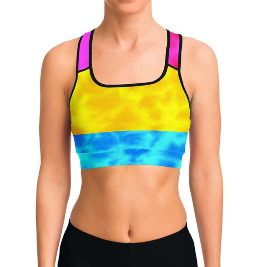 Pansexual Pride Flag Tie dye Sports Bra