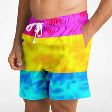 Load image into Gallery viewer, Pansexual Pride Flag Tie dye Athletic Shorts
