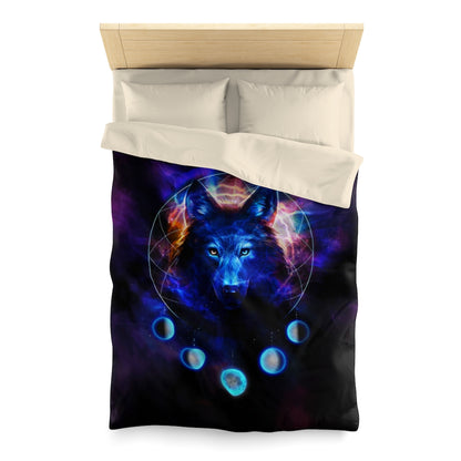 Wolf Moon Galaxy Microfiber Duvet Cover