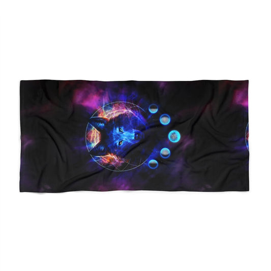 Wolf Moon Galaxy Beach Towel