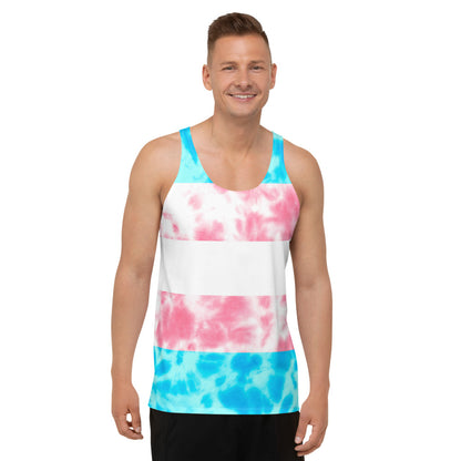 Transgender Pride Flag Tie Dye Tank Top