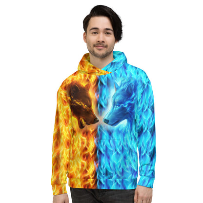Wolf Fire and Ice Unisex Hoodie