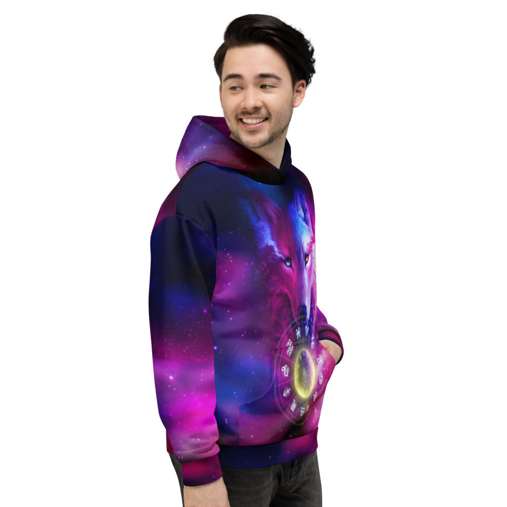 Wolf galaxy and zodiac Unisex Hoodie