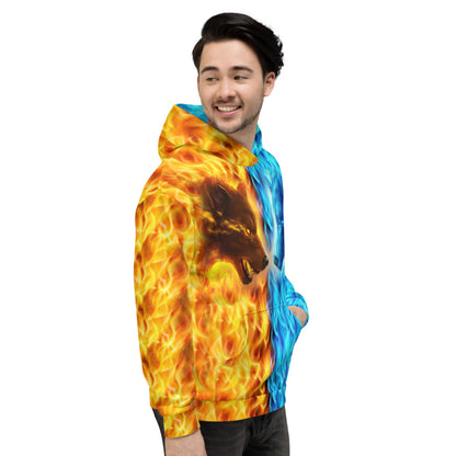 Wolf Fire and Ice Unisex Hoodie