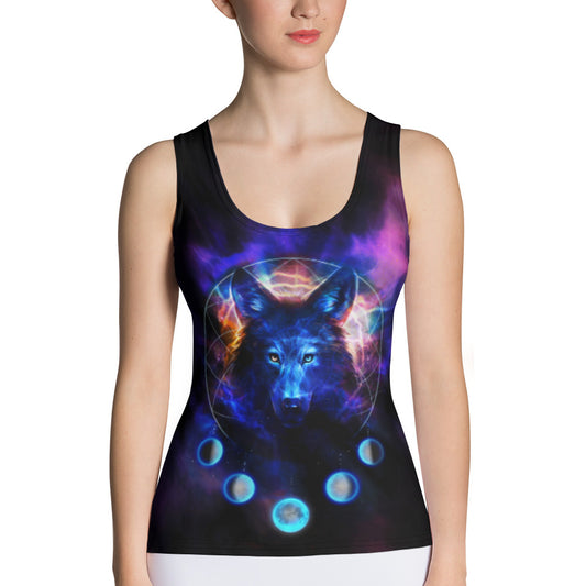 Wolf Moon Galaxy Women Tank Top