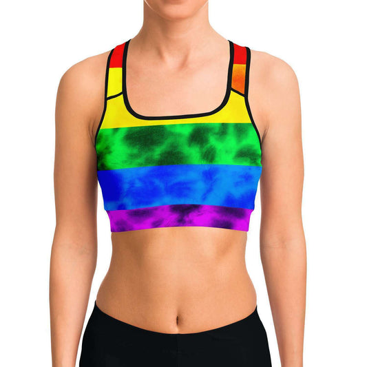 Rainbow Flag Tie Dye Sports Bra