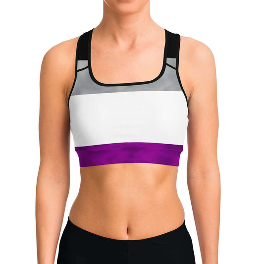 Asexual Pride Flag Tie Dye Sports Bra