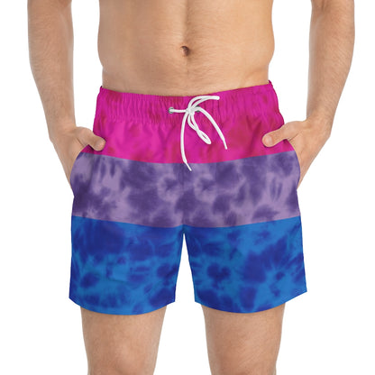 Bisexual Pride Flag Tie Dye Swim Trunks