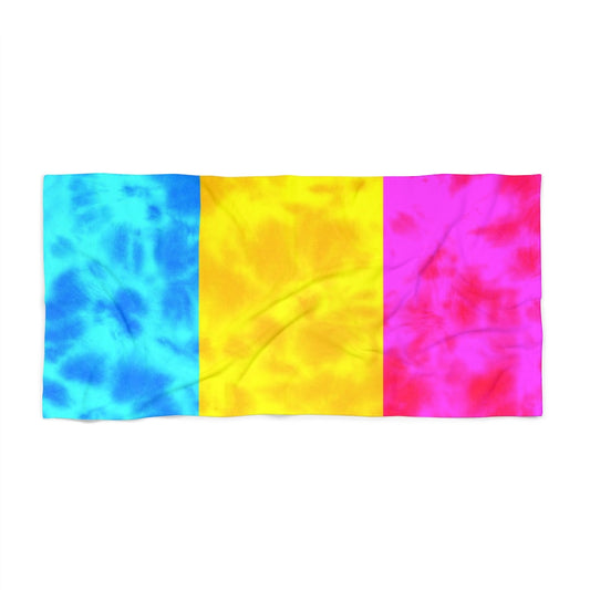 Pansexual Pride Flag Tie dye Beach Towel